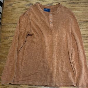 Medium, Burnt Orange, Long Sleeve, Lucky Brand, Quarter Button Up